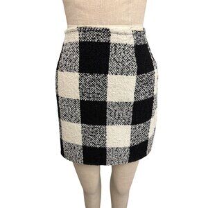 Forever 21 Womens Black & White Plaid Tweed Mini Skirt With Back Zipper